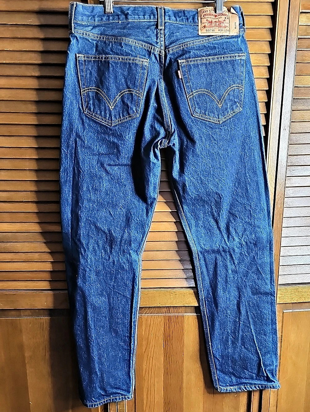 Levi’s 501 XX Original Fit Button Fly Dark Straight Leg Jeans 34x34 actual 34x32 - Picture 4 of 13